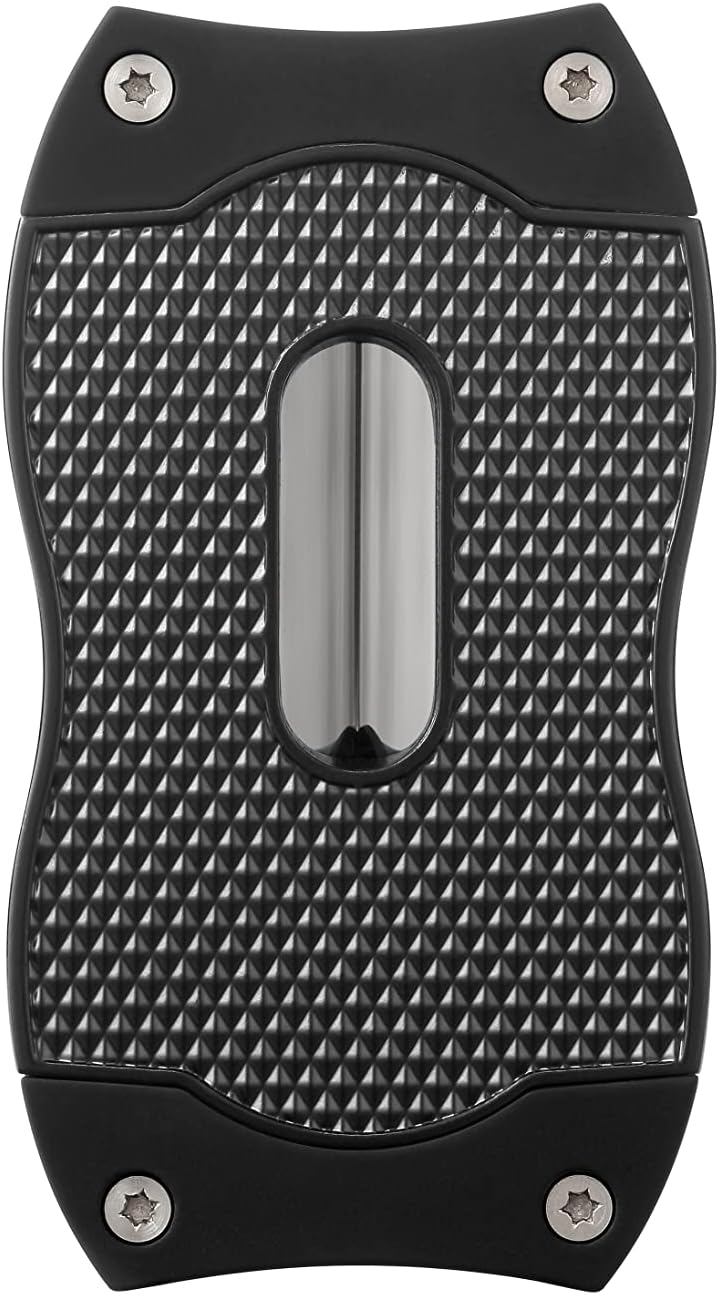 Colibri Premium Diamond V-Cut Cigar Cutter - Ergonomic Stainless Steel Spring-Loaded Blade, Ideal for up to 60+ Ring Gauge - Gift for Cigar Enthusiasts (Black & Black) - Image 1